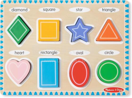 Melissa & Doug Shapes Wooden Art.249866 Montessori koka puzle-dēlis