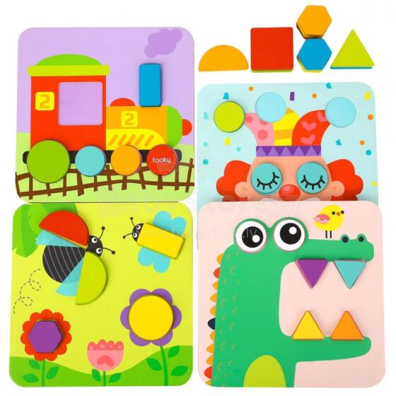 TOOKY TOY Puzzle 4 in 1 Puzzle Mntessori Blocks