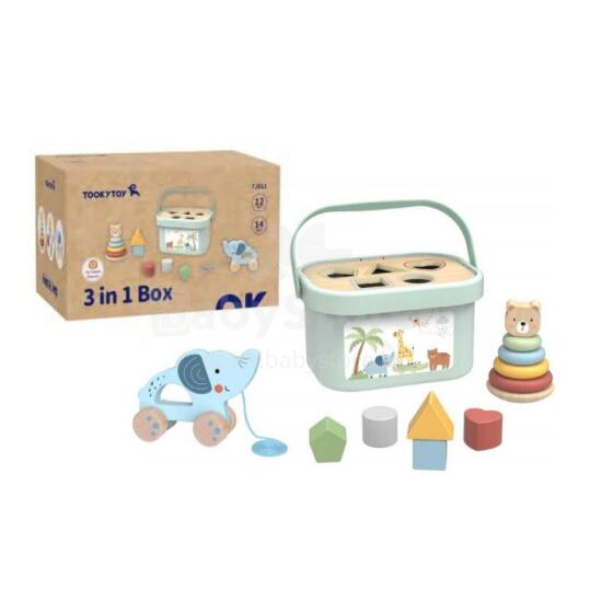 TOOKY TOY Box Sorter Box 3in1 Blocks Pyramid Elephant