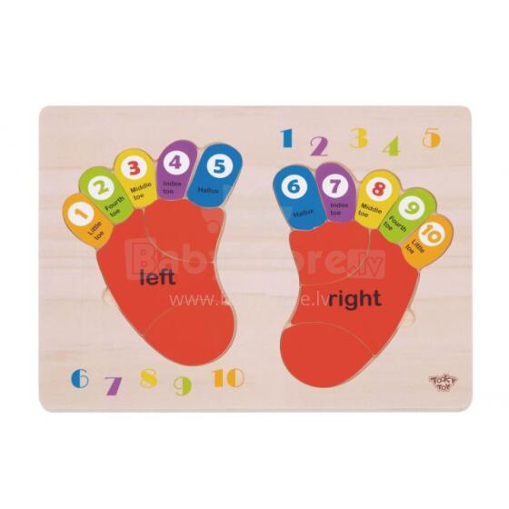 TOOKY TOY Educational Wooden Puzzle Feet Learning Counting and Colors