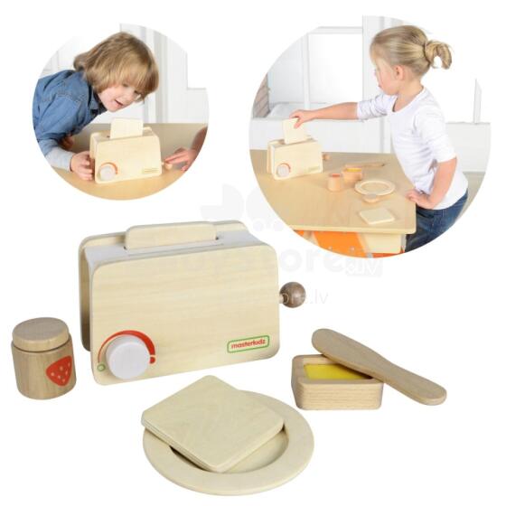 MASTERKIDZ Wooden Toaster + Butter Slice Knife Plate Jam