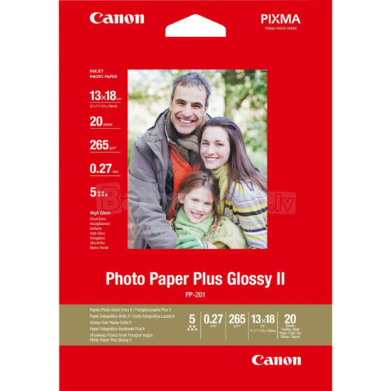 Fotopapīrs Canon PP-201 Glossy II Plus, 5x7 collas, 20 loksnes