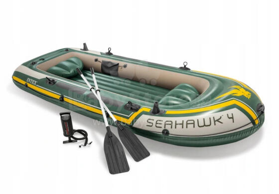Seahawk inflatable fishing boat for 4 people, oars, pump