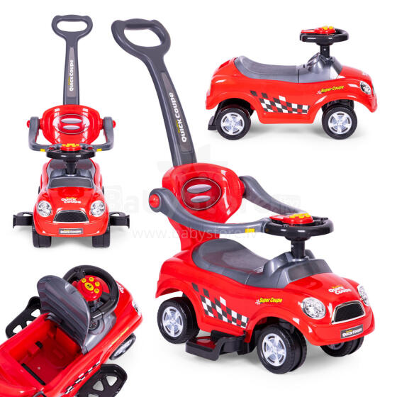 Ride-on car, walker, push car, swivel wheels, handle, sounds - red