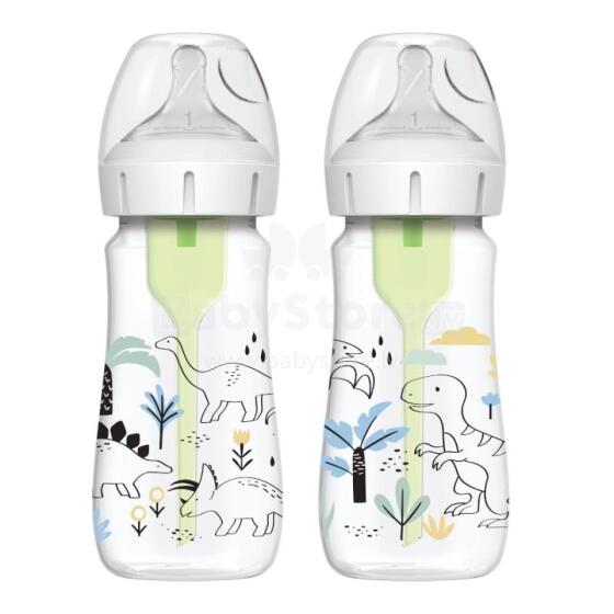 DR.BROWN'S Options+ Wide Neck Bottle, 270 ml, DINOSAURS, 2 pcs.
