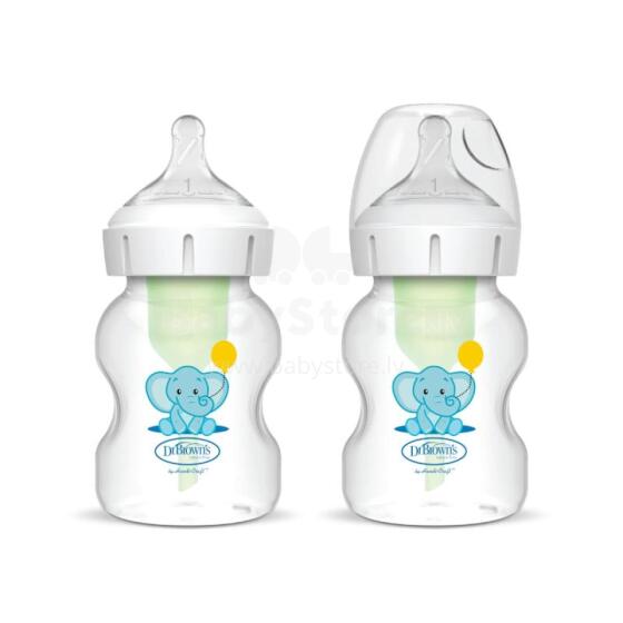 DR.BROWN'S OPTIONS+ Bottles with Wide Neck, 150 ml, ELEPHANT, 2 pcs.