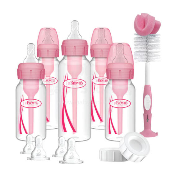 DR. BROWN'S Options+ narrow neck bottle set for newborns, pink