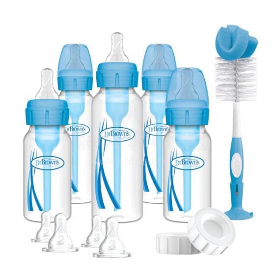 DR. BROWN'S Options+ narrow neck bottle set for newborns, blue