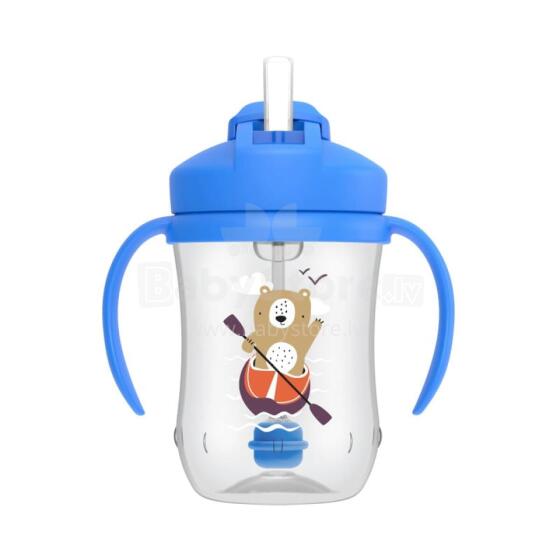 DR.BROWN'S training cup with straw and weight, 270 ml, blue