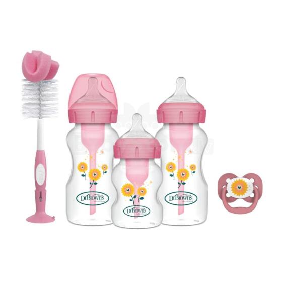 DR.BROWN’S Options+ Wide Neck Bottle Set for Newborns, Pink