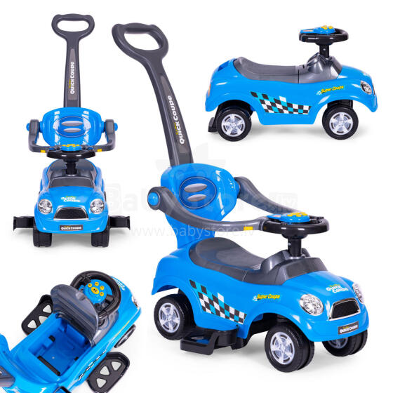 Ride-on car, walker, push car, swivel wheels, handle, sounds - blue