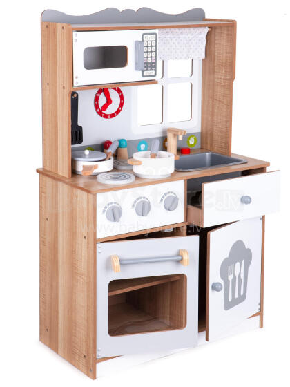 Wooden play kitchen for kids with additional accessories, ECOTOYS