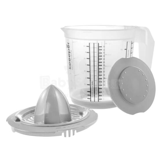 Measuring jug with anti-slip function and lid / citrus squeezer 1L Matteo &Oslash;14x15cm transparent/gray