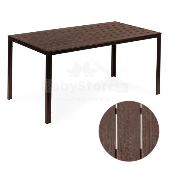 6-personu dārza galds 156x78 cm poliwuda terases mēbeles brūns ModernHome