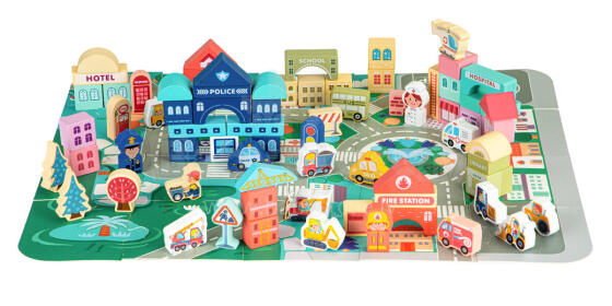 Деревянные обучающие блоки городская мат 121 шт. ECOTOYS