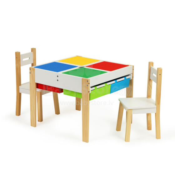 Детский набор мебели из дерева: стол + 2 стула ECOTOYS