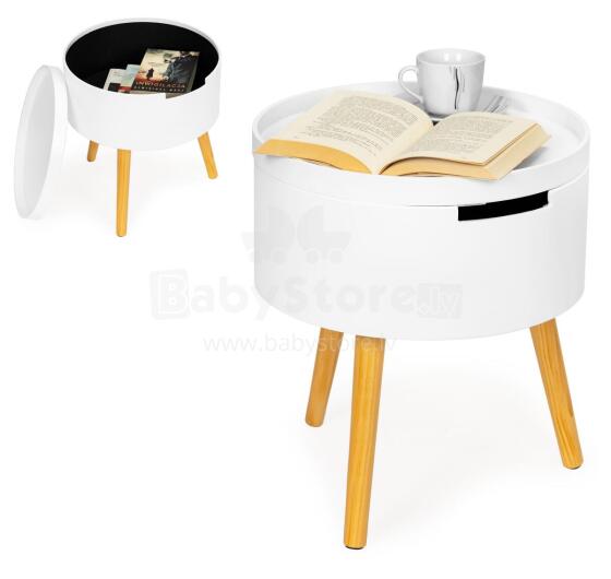 Round coffee table with storage and bedside table ModernHome