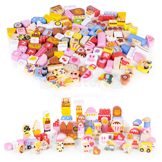 Educational wooden blocks set - Candy city 116 pcs