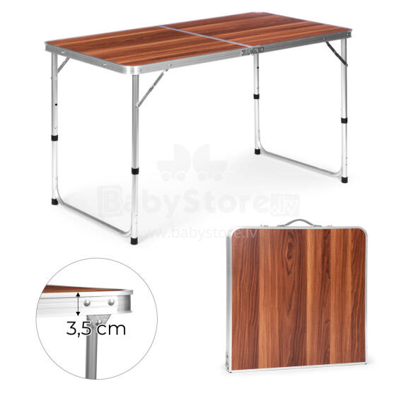 Tourist table foldable camping table brown top 120 x 60 cm