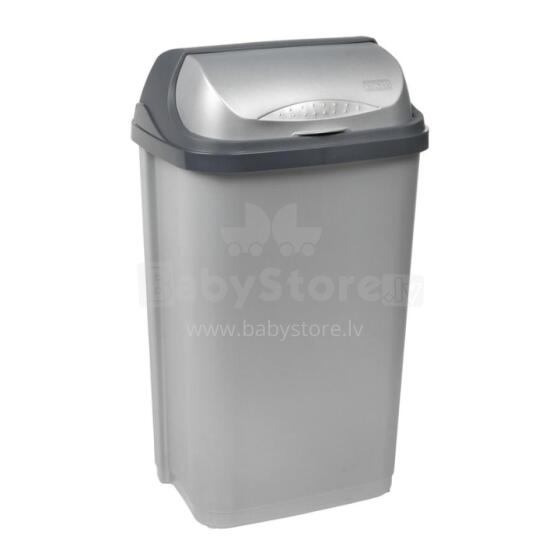 Waste bin with rotating lid 50L Rasmus 39x29.5x67.5cm light silver