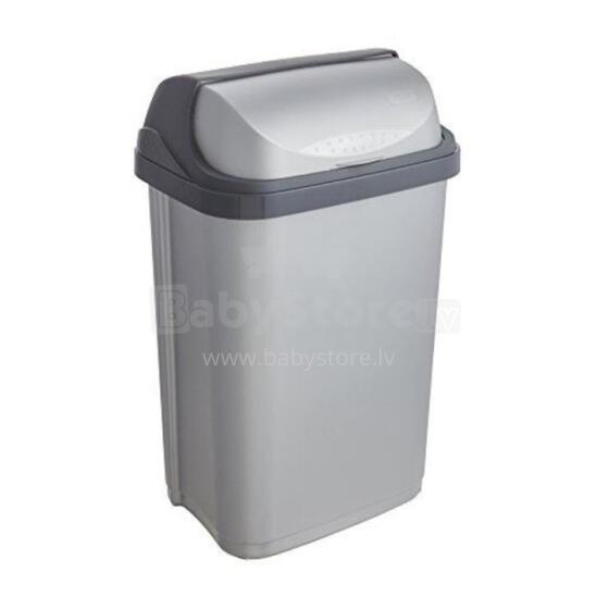 Waste bin with rotating lid 25L Rasmus 34x26x54cm light silver