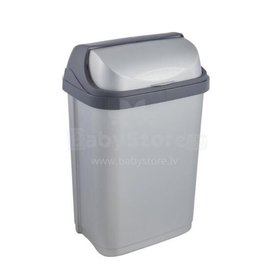 Waste bin with rotating lid 10L Rasmus 25.5x19x39cm light silver