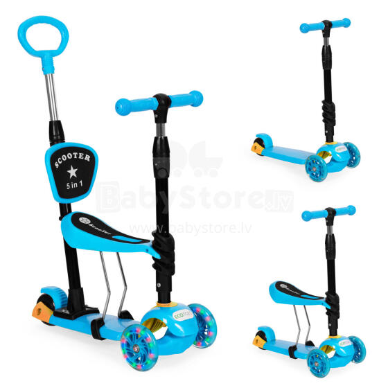 Three-wheeled scooter with light-up wheels LED,3-in-1 Balance - blue ECOTOYS