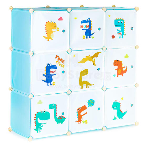 Children's storage cabinet with 9 shelves