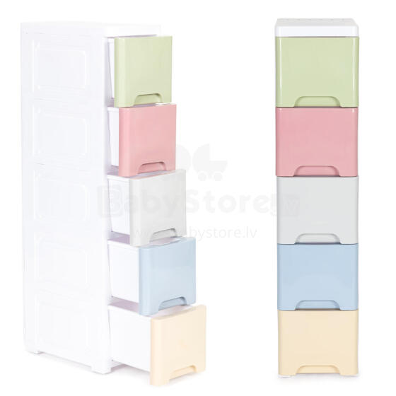 Bookcase with 5 pull-out drawers legs with castors ModernHome