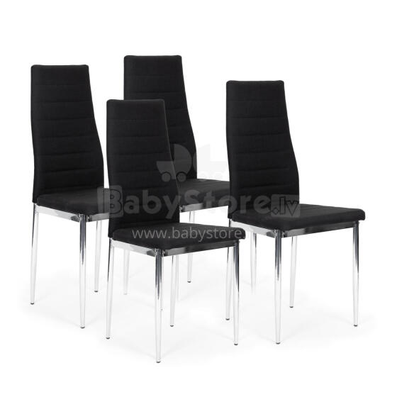 Fabric chairs with legs for living room and dining room, set of 4, black chrome, ModernHome