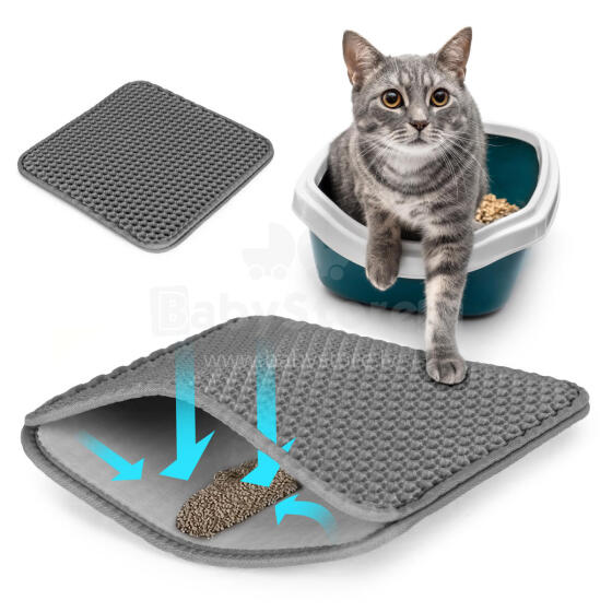 Double-Layer Litter Mat for Cat Grey Petsi