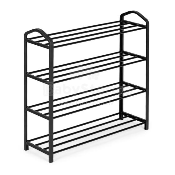 Metāla apavu plaukts, 4 plaukti, 12 pāri apavu, melns ModernHome