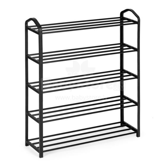 Metāla apavu plaukts, 5 plaukti, 15 pāri apavu, melns ModernHome