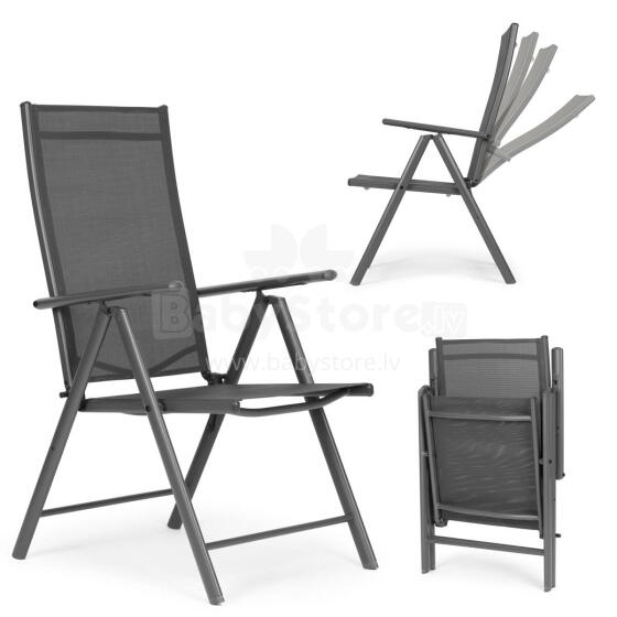 Set of 2 foldable steel garden chairs with adjustable backrest MultiGarden - gray