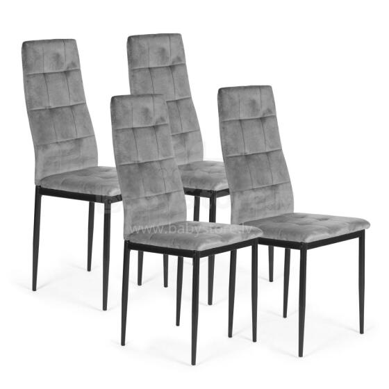4 samta krēslu komplekts ēdamistabai un viesistabai pelēks ModernHome