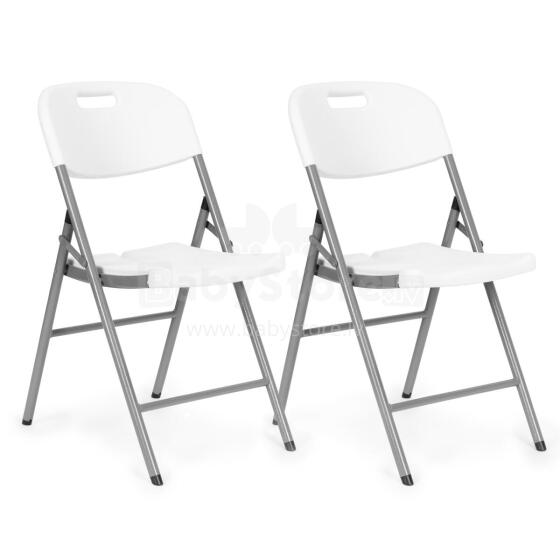 Set of 2 folding chairs, HDPE material, white color