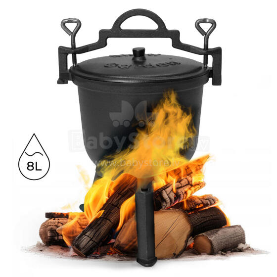 Cast iron standing cauldron 8L, hunter's pot, campfire grill, MultiGarden