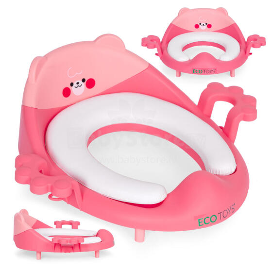 Eco Toys Art.PP104 Pink Детское сиденье для унитаза с ручками, мягкая подушка, розовое,