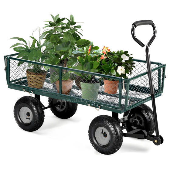 Dārza transporta rati, 200 kg, atveramas sānu paneļi, lieli piepūšami riteņi, MultiGarden