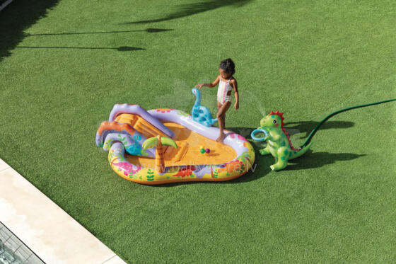 Inflatable pool for children water playground 201x157x69 cm slide fountain dinosaur INTEX 56139