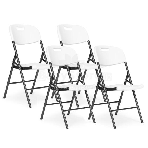 Set of 4 folding chairs, catering set, metal, HDPE, white, ModernHome