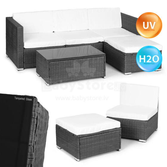 Garden Furniture Set with Rattan-Like Finish – Modular Corner Sofa and Table Grey MultiGarden