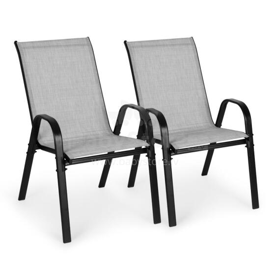 Set of 2 Garden Chairs for Terrace or Balcony Light Grey MultiGarden