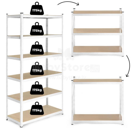 Storage Rack 222x110x50 cm Galvanized Steel, 6 Shelves, 1050 kg Capacity ModernHome