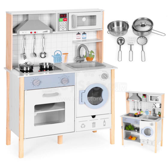 Kids Play Kitchen with Sounds, LED, Oven, Washing Machine, and Accessories ECOTOYS
