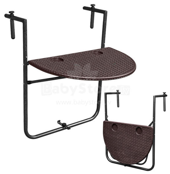 Folding Balcony Table Hanging on Railing Brown ModernHome