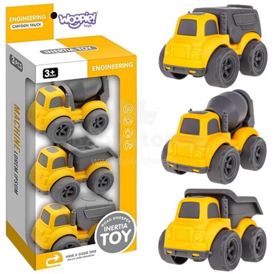 WOOPIE 3-in-1 Construction Vehicles Set: Garbage Truck, Concrete Mixer, Dump Truck