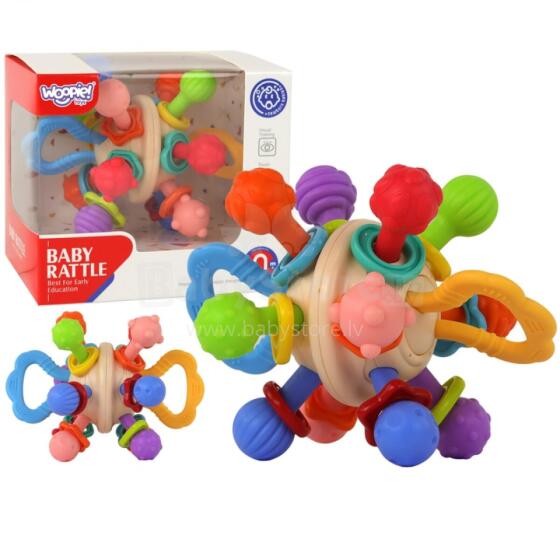 WOOPIE BABY Soft Rattle 2in1 Teether Sensory Toy for Infants 0m+