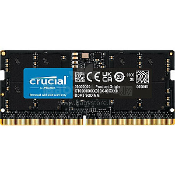 Piezīmjdatora atmiņa Crucial SODIMM, DDR5, 16 GB, 5600 MHz, CL46 (CT16G56C46S5)