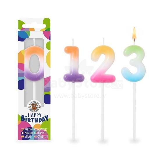 Birthday Fun - Rainbow number candle 0–9, assorted